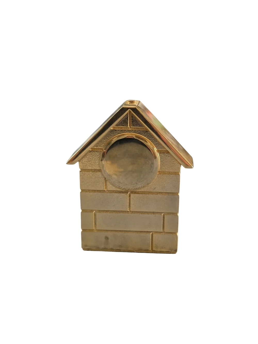 Elgin Gold Doghouse Clock with Figurine Accent